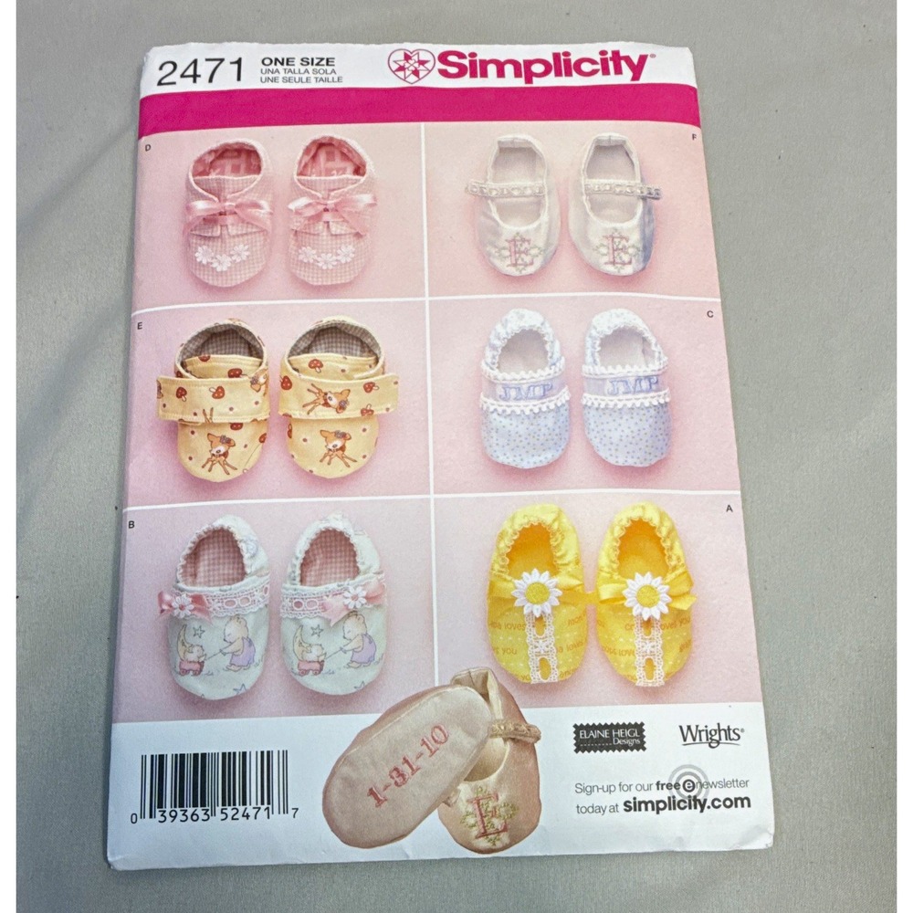 Simplicity 2471 Infant Unisex Baby Shoes/Booties Sewing Pattern, One Size Uncut